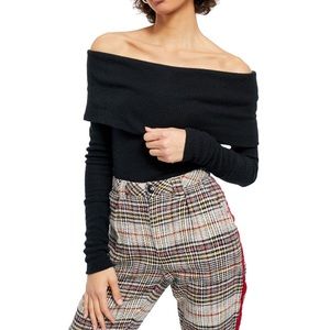 Free People Black Snowbunny Off The Shoulder Top